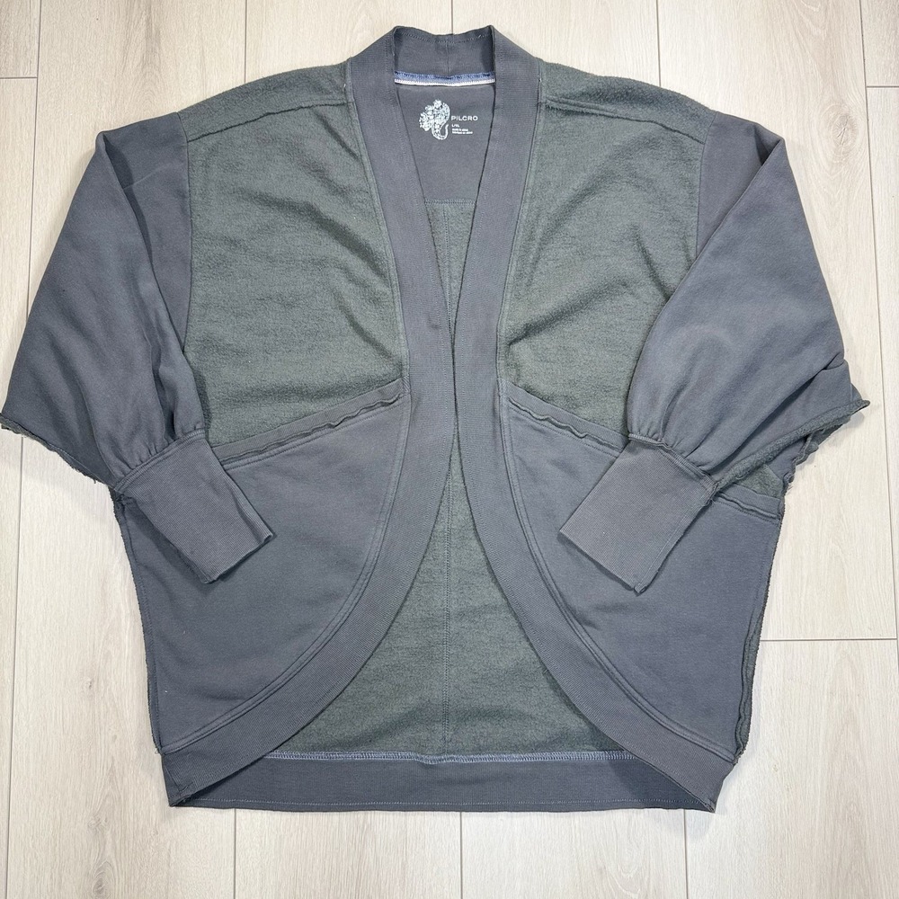 Pilcro L/XL Green Open Front Kimono Cardigan‎ Oversized Balloon Sleeve Urban